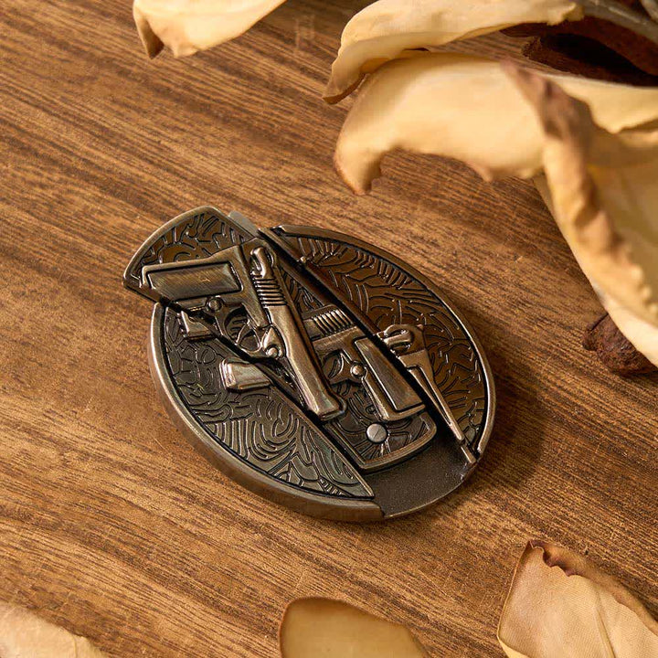 3Pcs DIY Eagle & Guns & Deer Hidden Folding Knife Belt Buckles Bundle Set - image 6