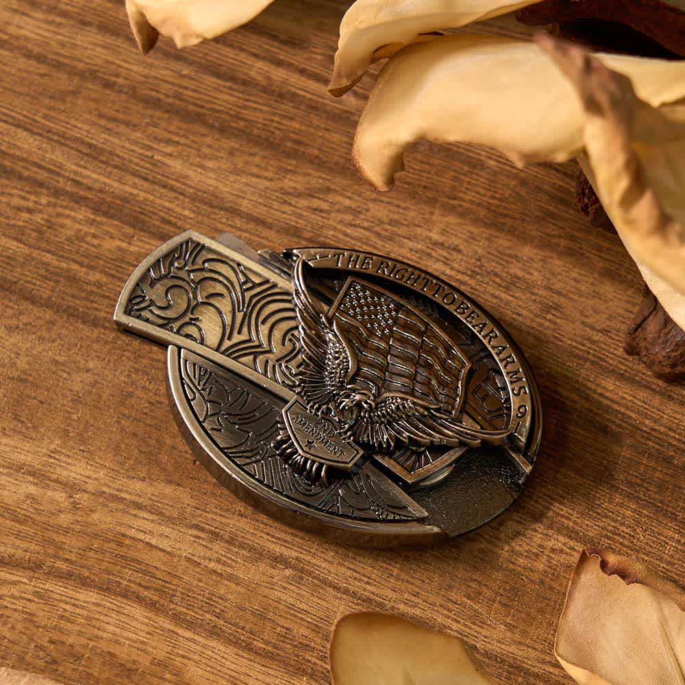 3Pcs DIY Eagle & Guns & Deer Hidden Folding Knife Belt Buckles Bundle Set - image 2