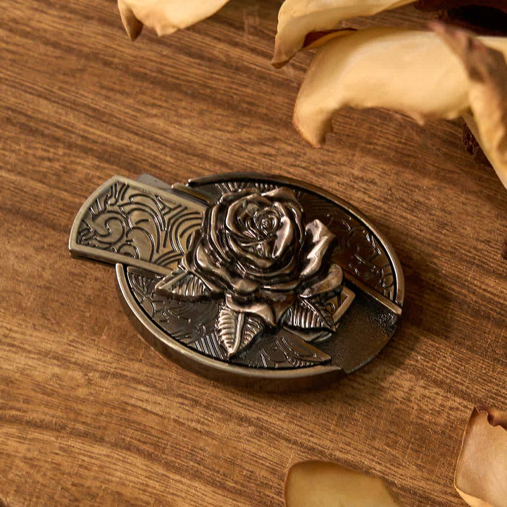 3Pcs DIY Rose & Deers Hidden Folding Knife Belt Buckles Bundle Set - image 1