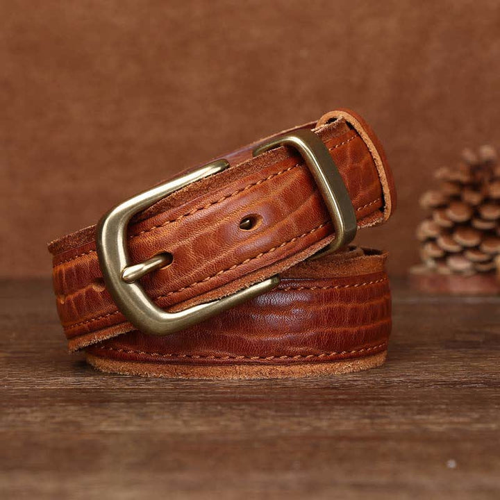 Rough Texture Water Ripple Vintage Detailed Leather BVelt - image 3