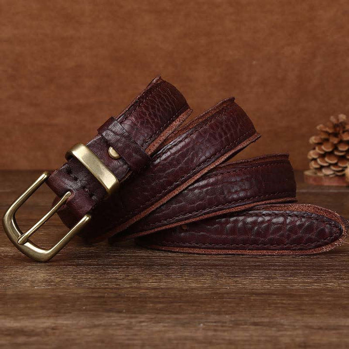 Rough Texture Water Ripple Vintage Detailed Leather BVelt - Dark Brown - 38 - image 6