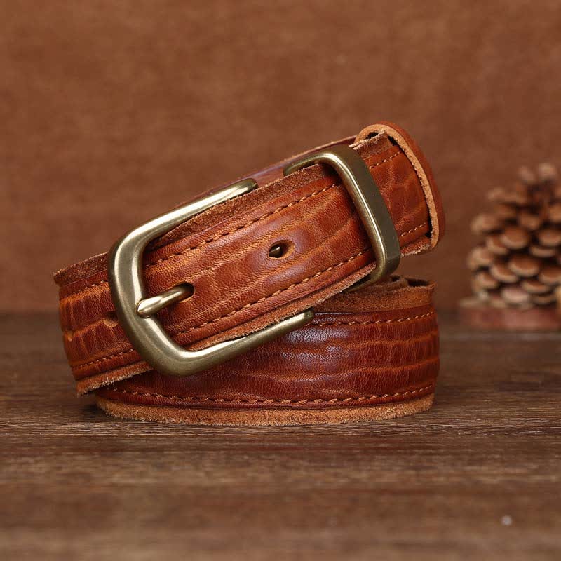 Rough Texture Water Ripple Vintage Detailed Leather BVelt - image 3