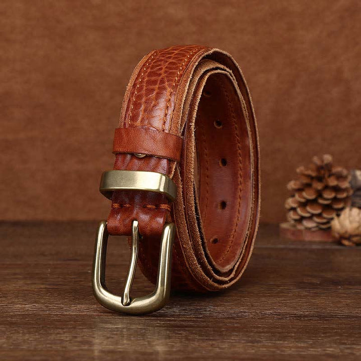 Rough Texture Water Ripple Vintage Detailed Leather BVelt - image 2