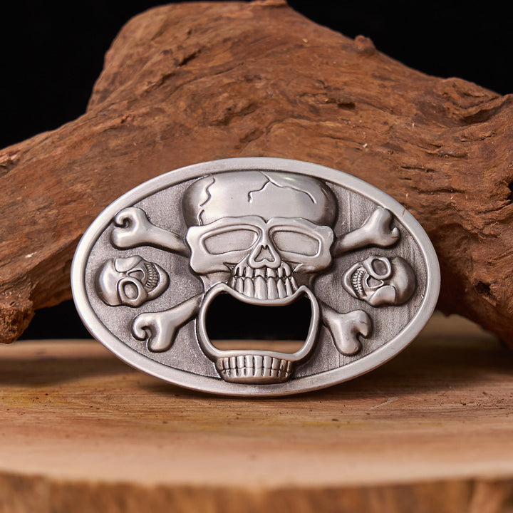 Skull With Bottle Opener DIY Western Buckle Leather Belt - Skull With Bottle Opener - Without Belt - Not Included Belt - image 0