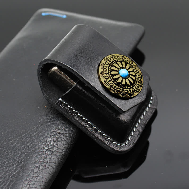 Indian Turquoise Lighter Holder Leather Belt Bag - image 11