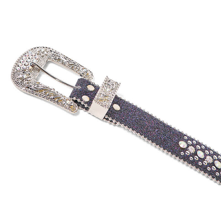 Women's Hip Hop Punk Rhinestone Leather Belt - image 7