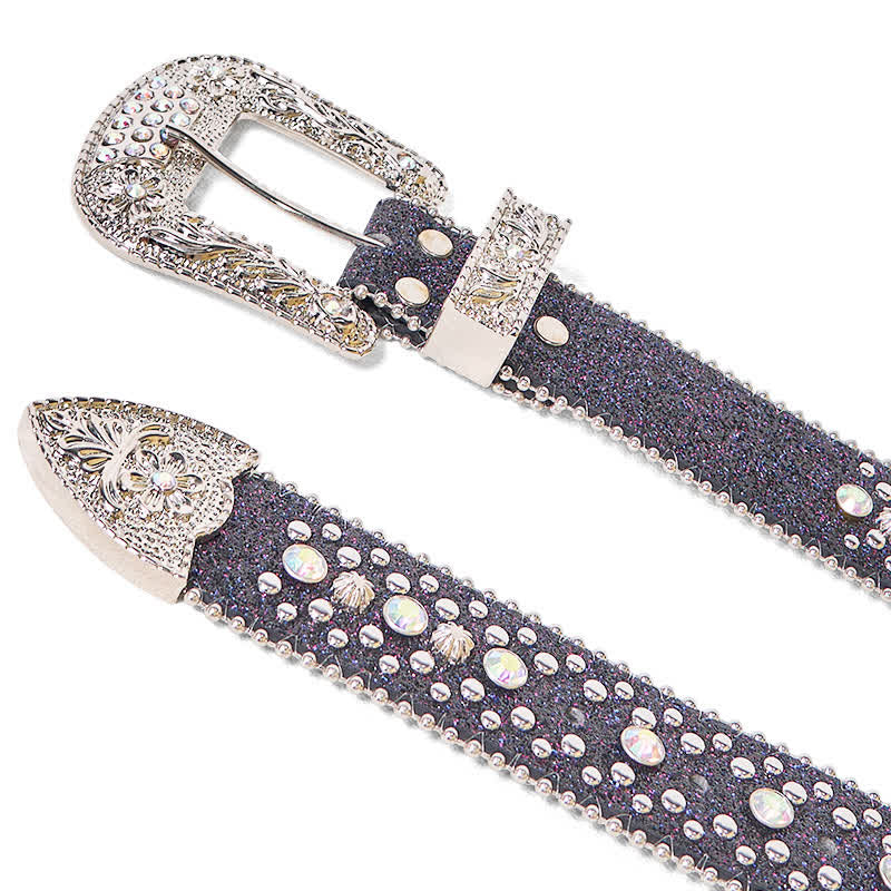 Women's Hip Hop Punk Rhinestone Leather Belt - image 6