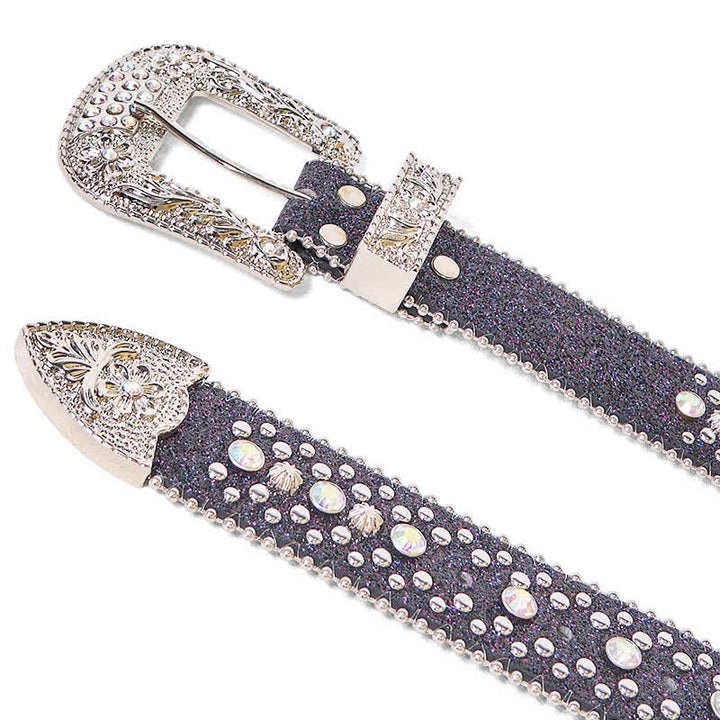 Women's Hip Hop Punk Rhinestone Leather Belt - image 6