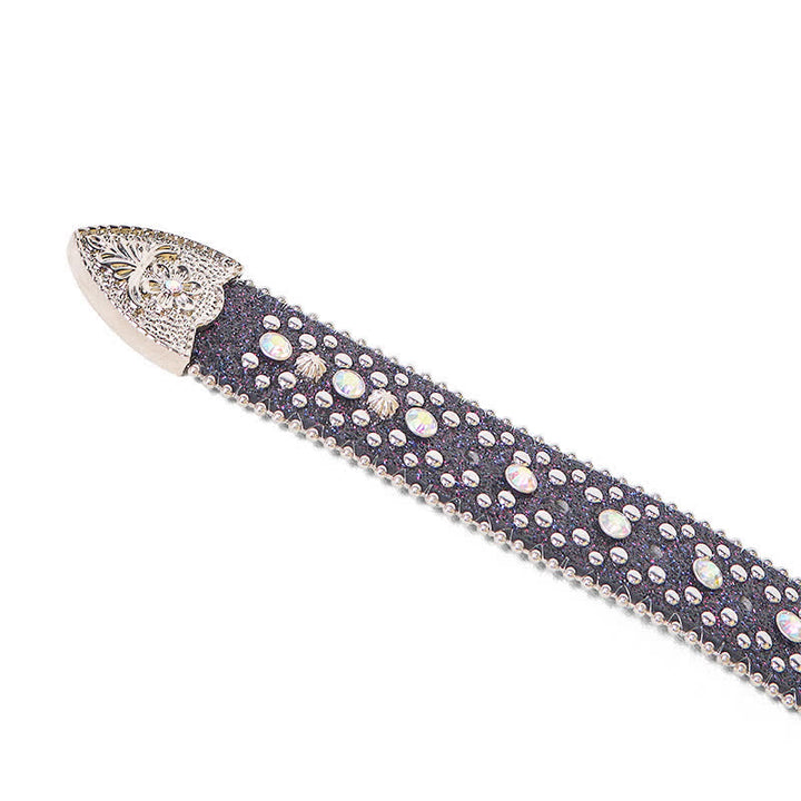 Women's Hip Hop Punk Rhinestone Leather Belt - image 8