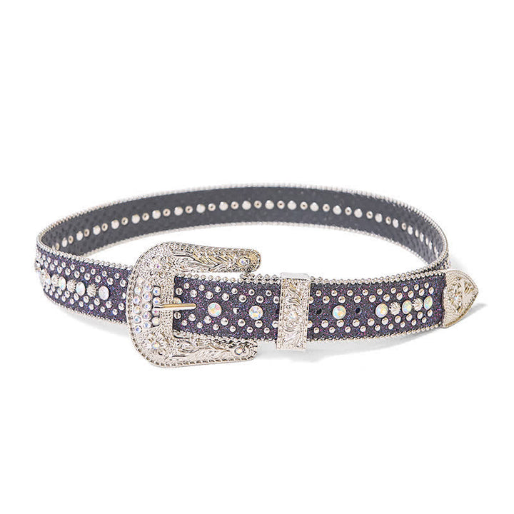 Women's Hip Hop Punk Rhinestone Leather Belt - image 5