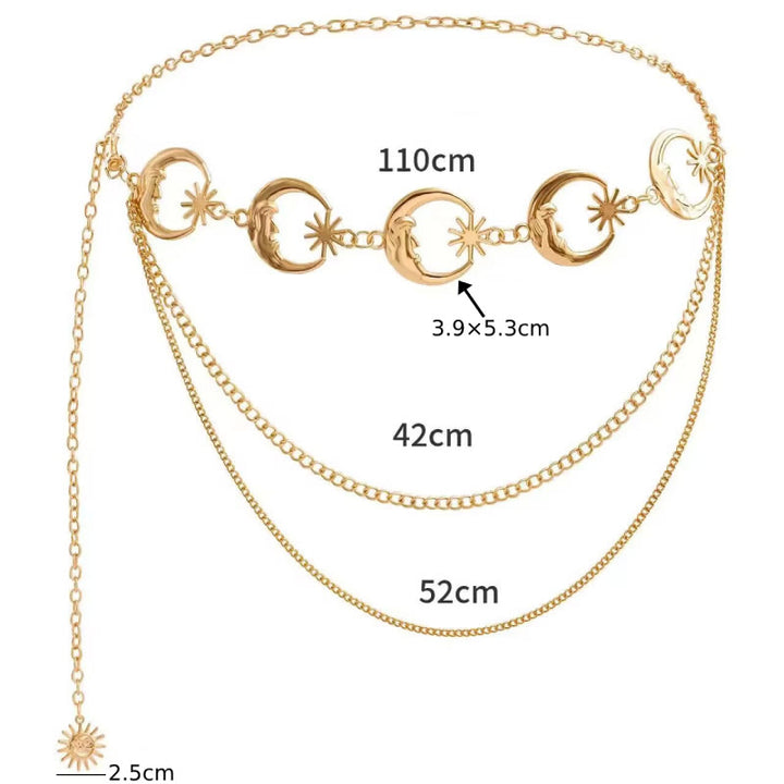 Women's Moon And Star Chain Belt Metal Waist Chain - image 12