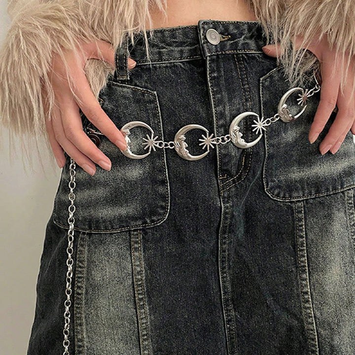 Women's Moon And Star Chain Belt Metal Waist Chain - image 1