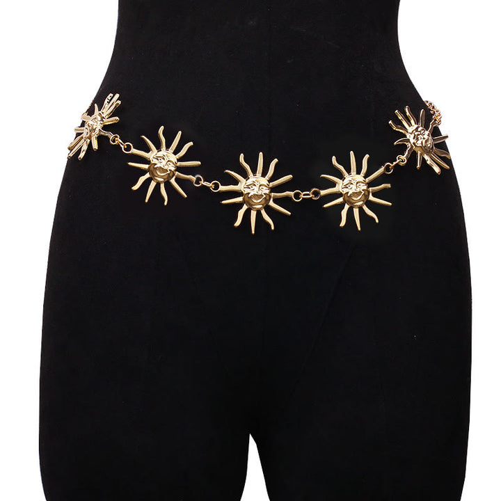 Women's Moon And Star Chain Belt Metal Waist Chain