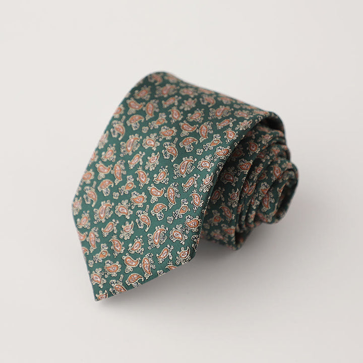 Men's Retro Mini Floral Pattern Necktie - Green - image 2