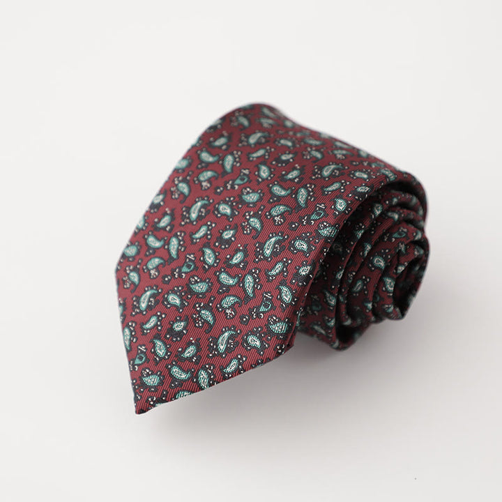 Men's Retro Mini Floral Pattern Necktie - Red - image 3