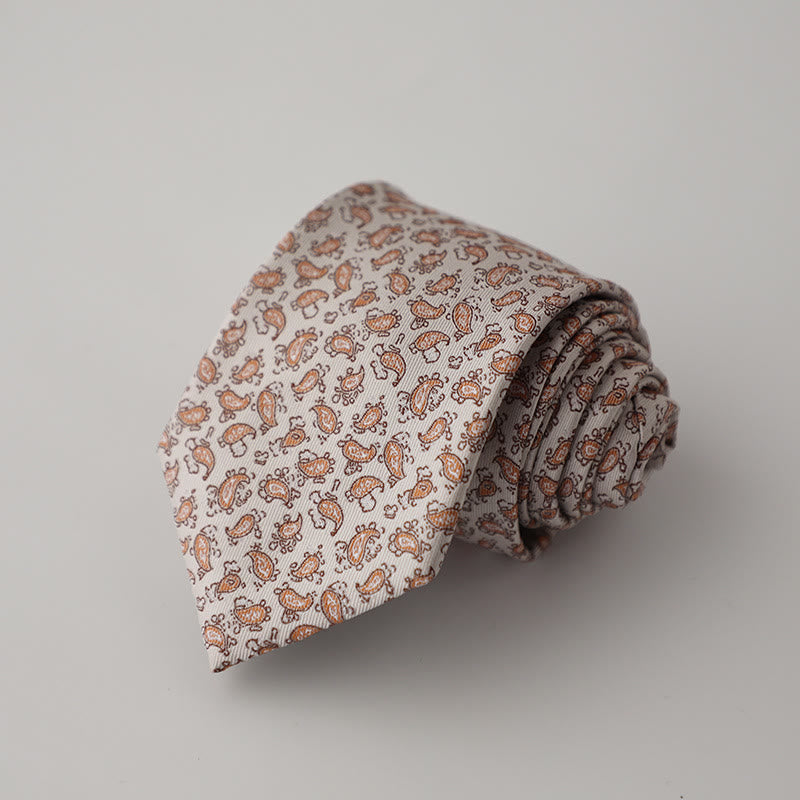 Men's Retro Mini Floral Pattern Necktie - Wheat - image 1