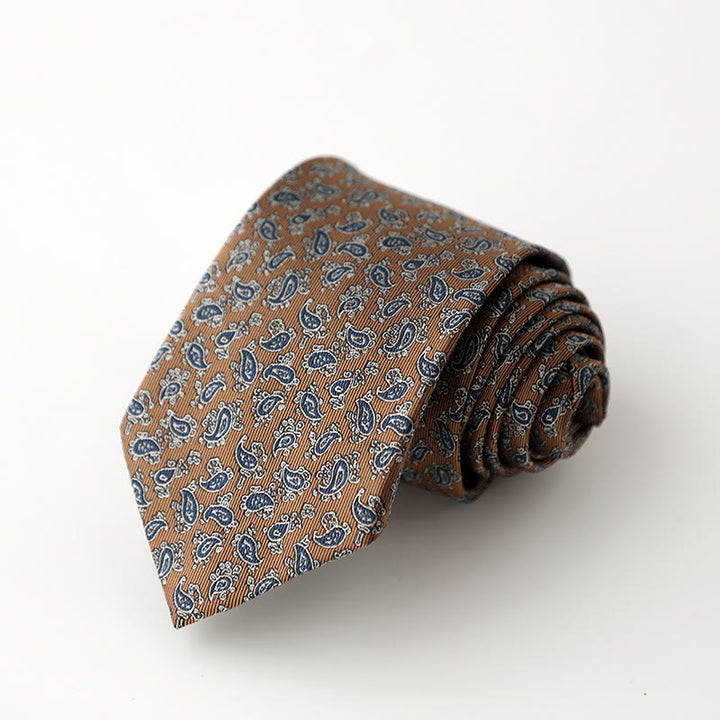 Men's Retro Mini Floral Pattern Necktie - Gold - image 0