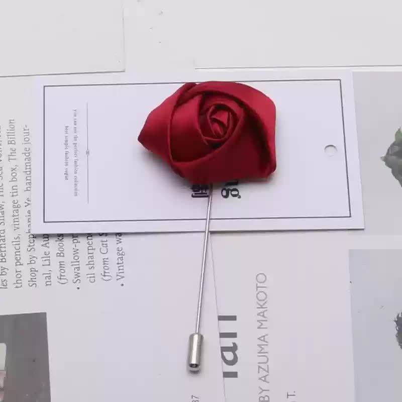 2Pcs Men's Gold Metal Pearl Flower Decors Red Corsage Bow Tie Set - image 9