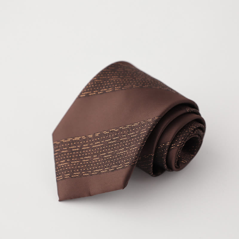 Men's Vintage Dark Color Twill Pattern Necktie - Dark Gold - image 0