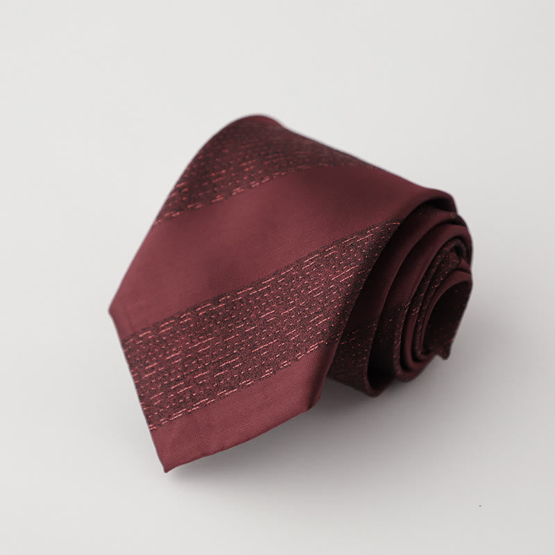 Men's Vintage Dark Color Twill Pattern Necktie - Dark Red - image 1