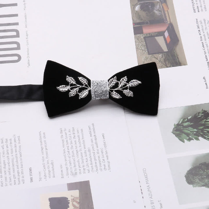 Men's Graceful Velvet Decorative Rhinestone Metal Bow Tie - Style #1 - image 1