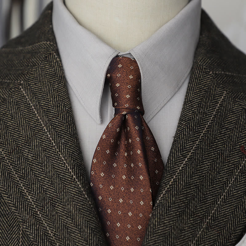 Men's Vintage Dark Color Rhombus Floral Pattern Necktie - image 1