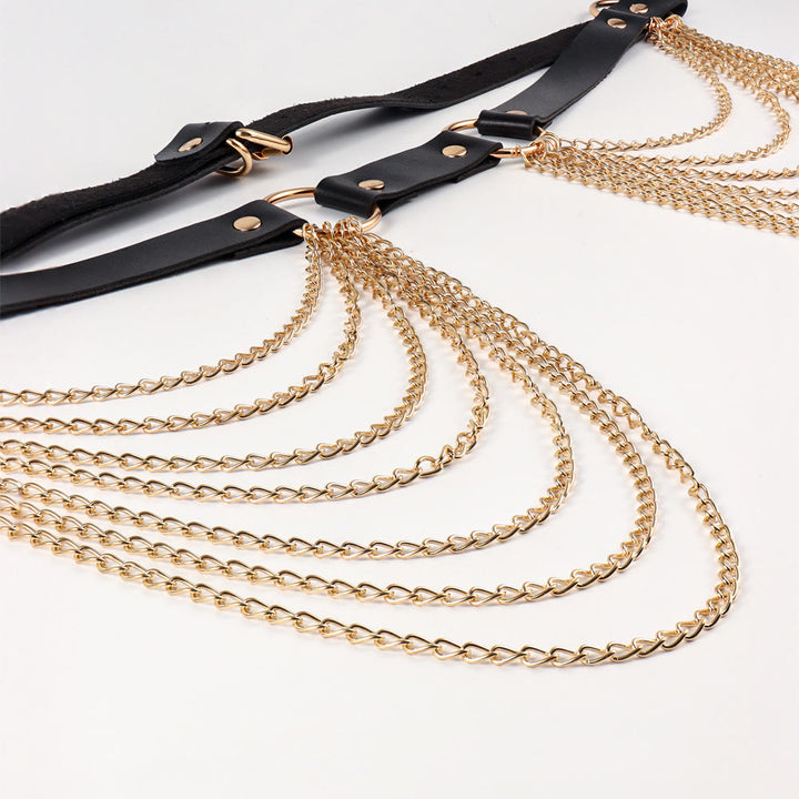 Punk Chain Belt Seven Layers Chain Leather Belt - image 9