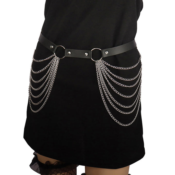 Punk Chain Belt Seven Layers Chain Leather Belt - image 3
