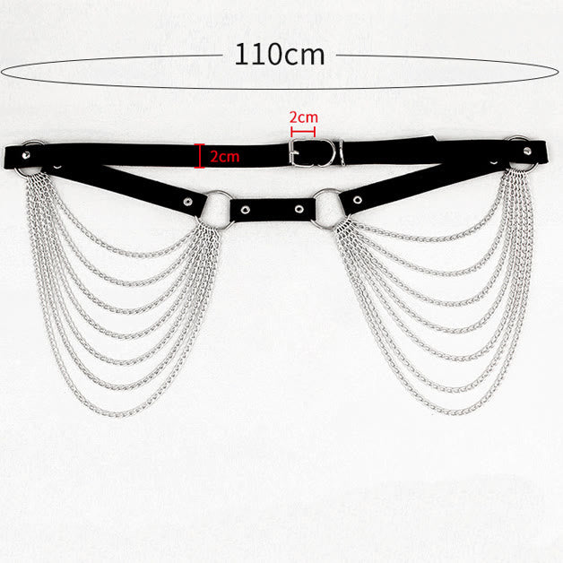 Punk Chain Belt Seven Layers Chain Leather Belt - image 12