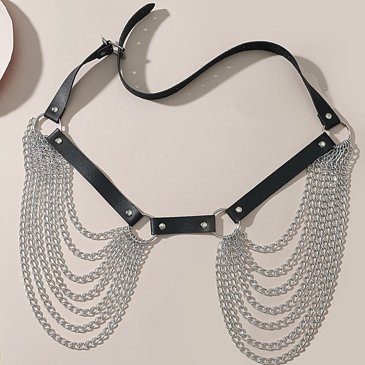Punk Chain Belt Seven Layers Chain Leather Belt - image 6