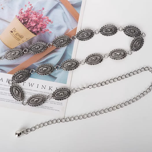 Vintage Ethnic Carving Belt Metal Clasp Waist Belt - image 6