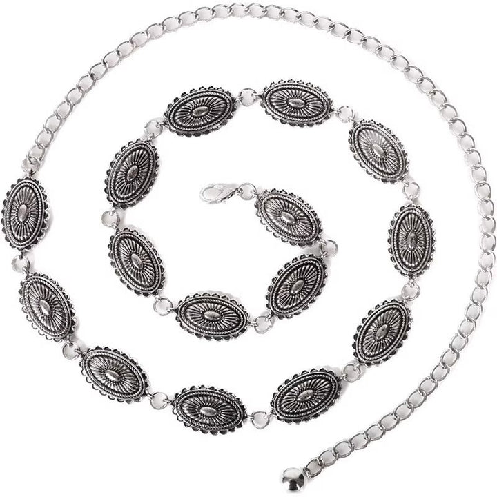 Vintage Ethnic Carving Belt Metal Clasp Waist Belt - image 11