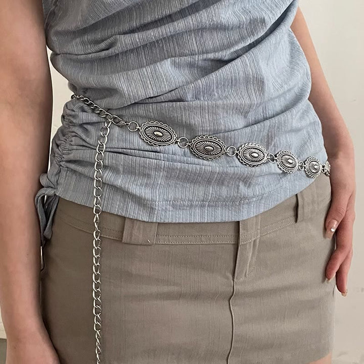 Vintage Ethnic Carving Belt Metal Clasp Waist Belt