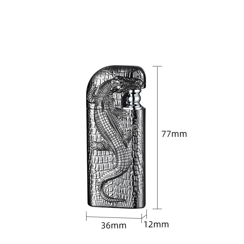 Double Flame Embossed Wild Crocodile Refillable Butane Lighter - image 10