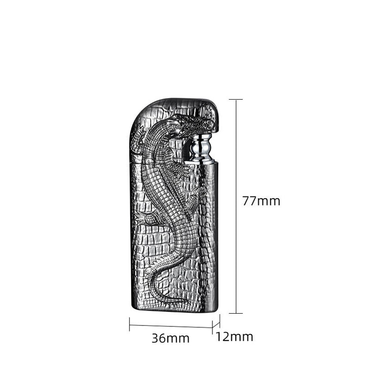 Double Flame Embossed Wild Crocodile Refillable Butane Lighter - image 10