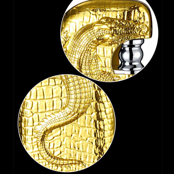 Double Flame Embossed Wild Crocodile Refillable Butane Lighter