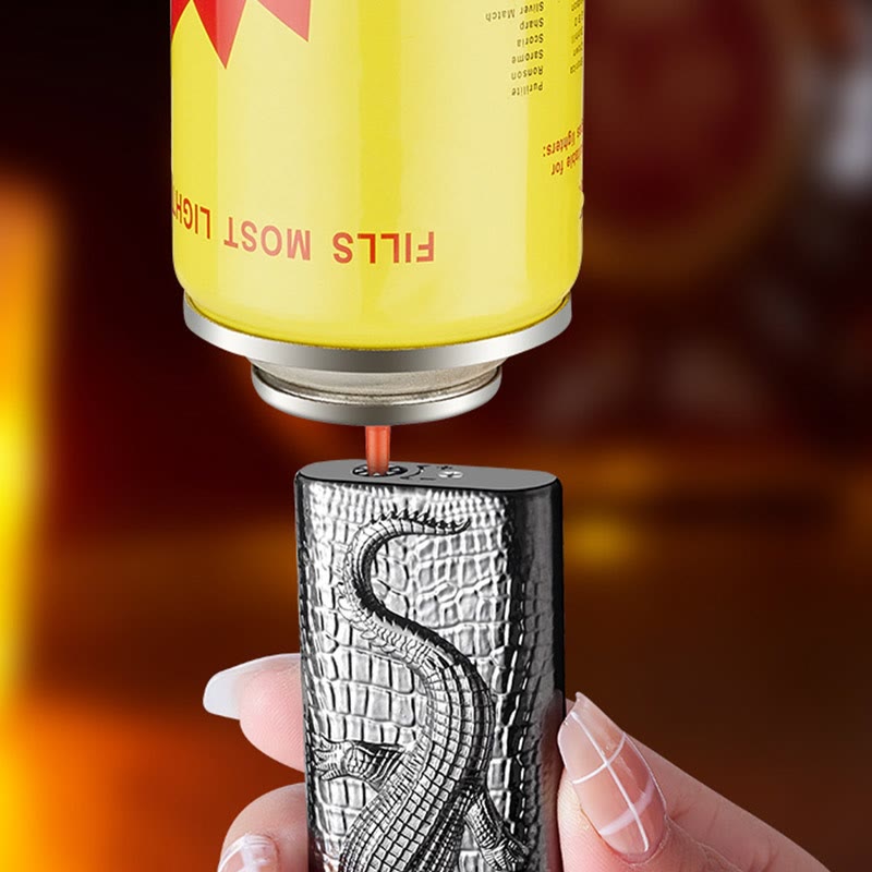 Double Flame Embossed Wild Crocodile Refillable Butane Lighter - image 8