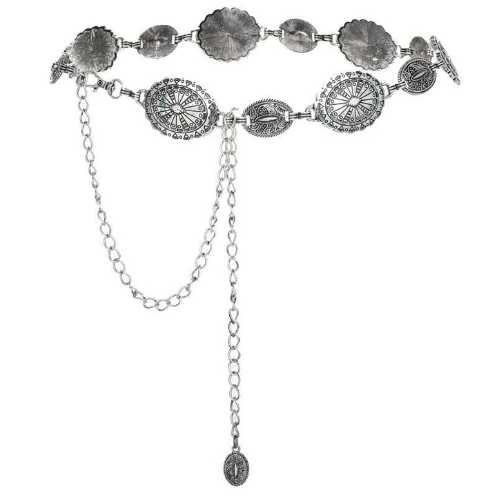Vintage Ethnic Carved Bohemian Chain Belt Metal Chain - image 10