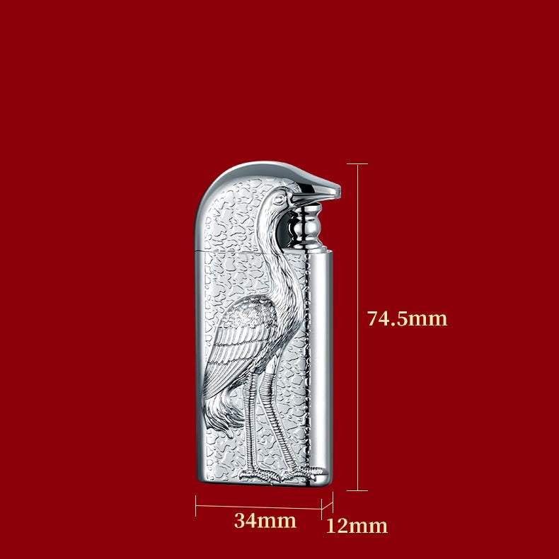 Double Flame Embossed Grus Japonensis Refillable Butane Lighter - image 10