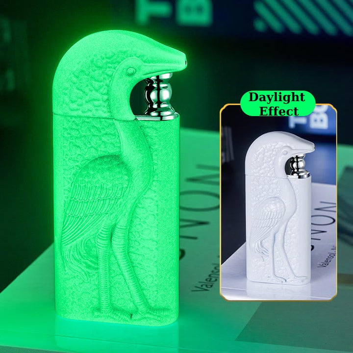 Double Flame Embossed Grus Japonensis Refillable Butane Lighter