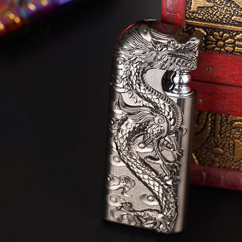 Double Flame Embossed Vivid Dragon Refillable Butane Lighter - image 5
