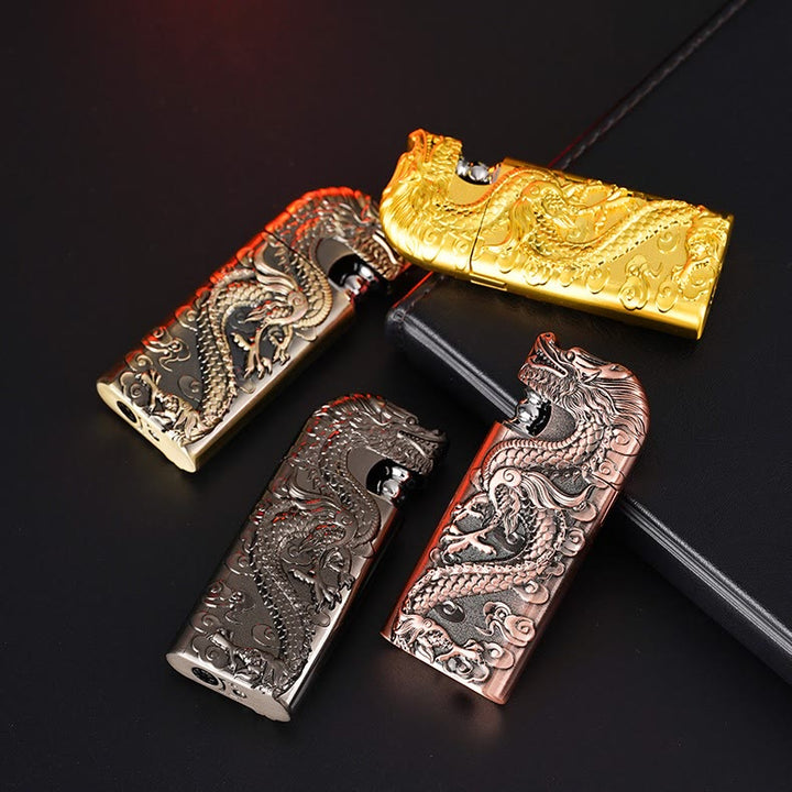 Double Flame Embossed Vivid Dragon Refillable Butane Lighter - image 12
