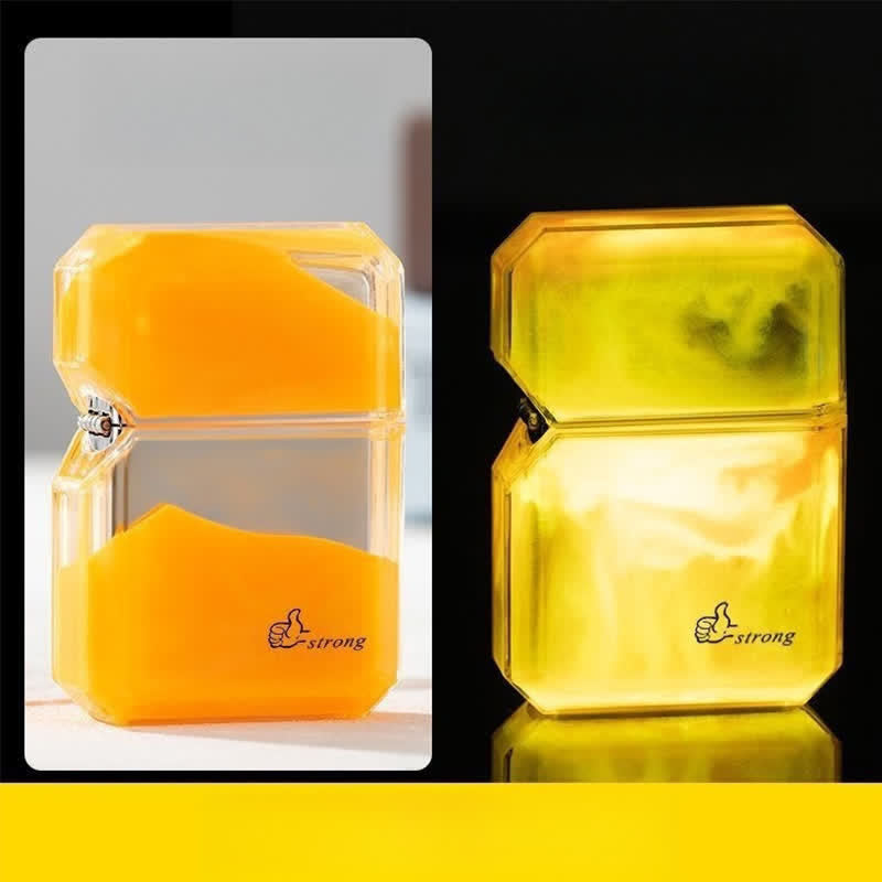 Cool Fluorescent Color Quicksand Refillable Butane Lighter - Yellow - image 3
