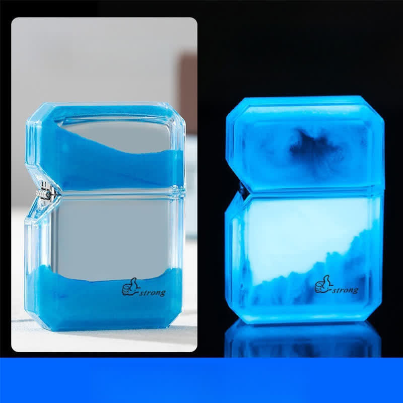 Cool Fluorescent Color Quicksand Refillable Butane Lighter - Blue - image 4