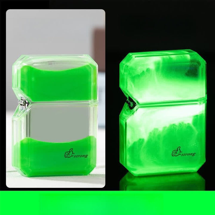 Cool Fluorescent Color Quicksand Refillable Butane Lighter - Green - image 5