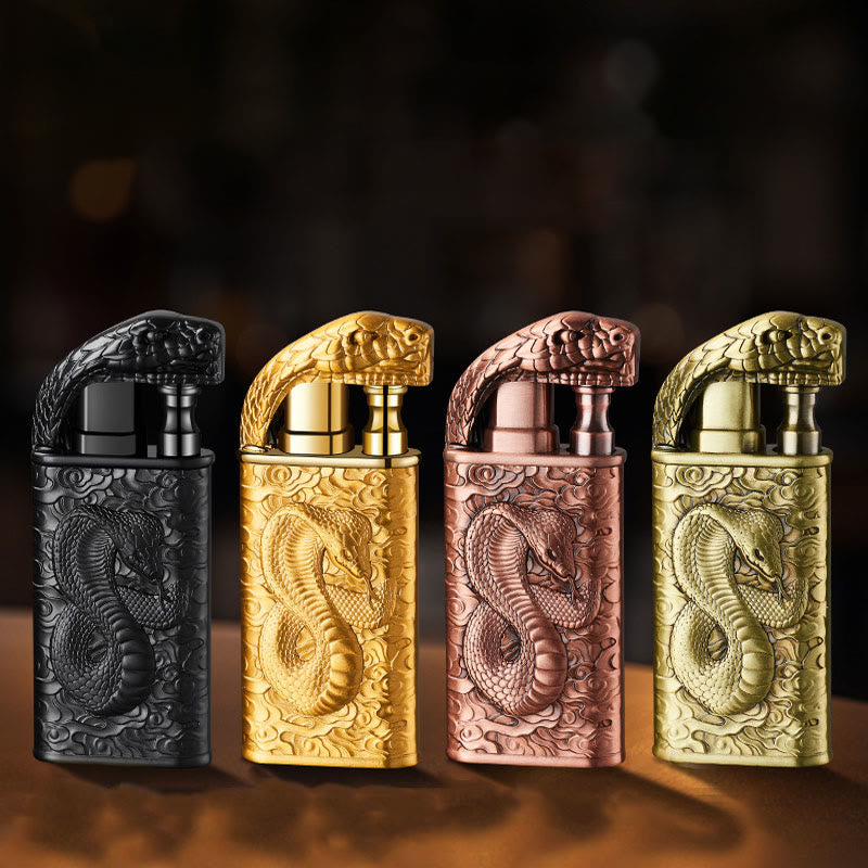 Double Flame Embossed Wild Crocodile Refillable Butane Lighter - image 4