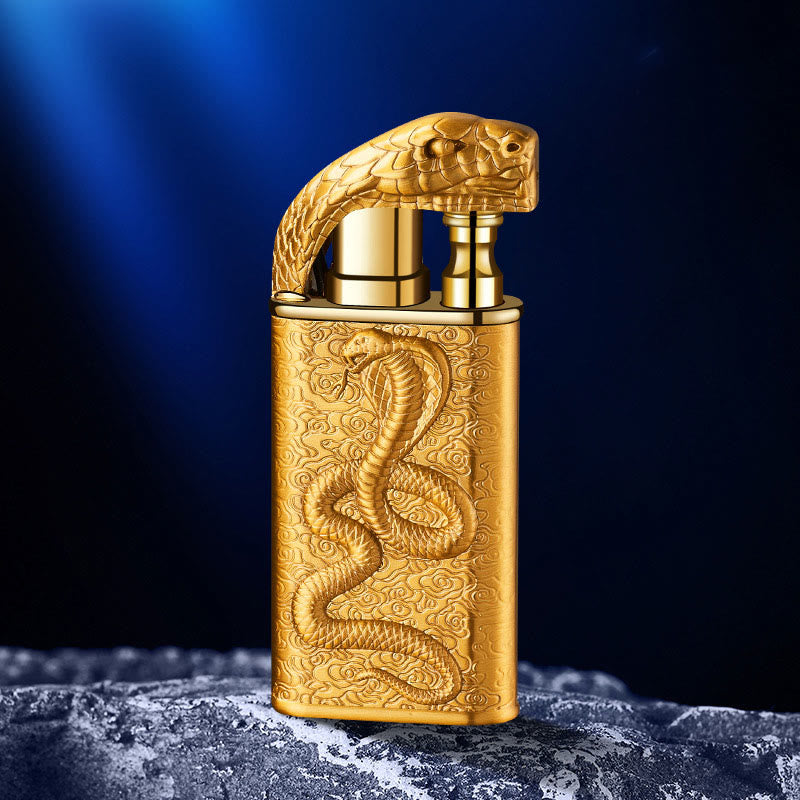 Double Flame Embossed Wild Crocodile Refillable Butane Lighter
