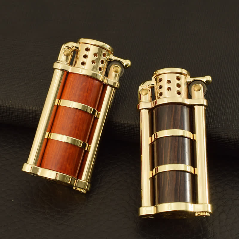 Antique Style Wooden Shell Refillable Kerosene Lighter - image 4