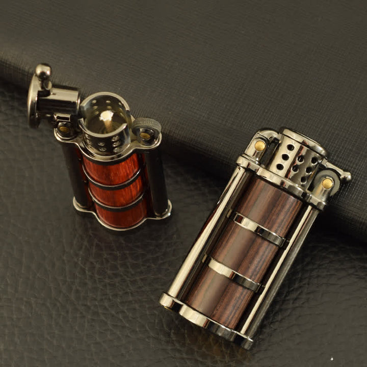 Antique Style Wooden Shell Refillable Kerosene Lighter - image 1