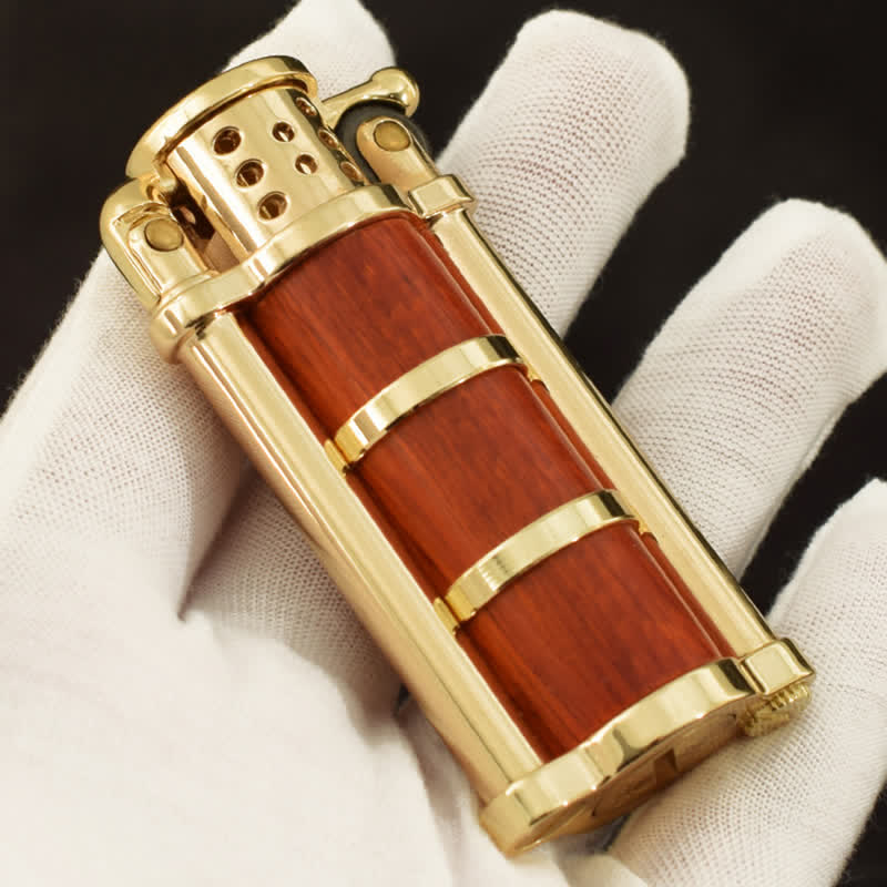 Antique Style Wooden Shell Refillable Kerosene Lighter - image 3